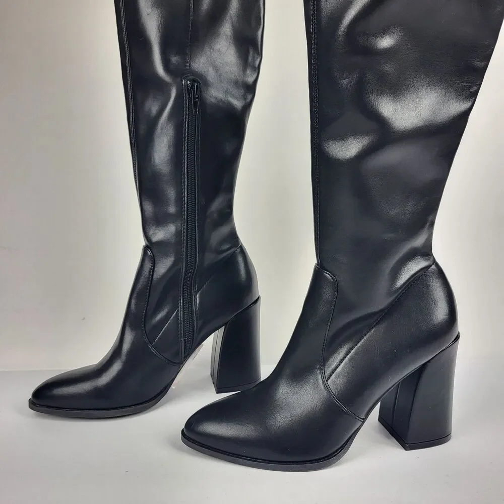 DV By Dolce Vita Women's Gollie Over The Knee Faux leather Boots Black Size 6